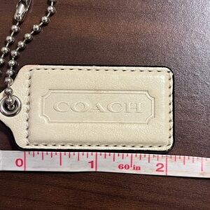 Coach Beige Leather Tag Keychain